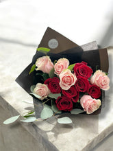 Load image into Gallery viewer, Rosy Scarlet Pink and Red Bouquet (12 & 24 Roses)
