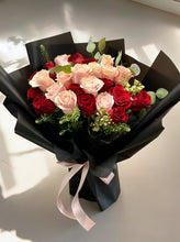 Load image into Gallery viewer, Rosy Scarlet Pink and Red Bouquet (12 & 24 Roses)