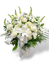 Load image into Gallery viewer, White Lily and Rose Sympathy Basket

