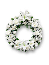 Load image into Gallery viewer, Timeless Petal Memorial Wreath - Artificial flowers 20” &amp; 24”
