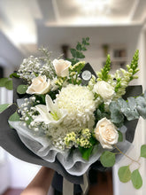 Load image into Gallery viewer, Classic White and Green Hand-tied Bouquet
