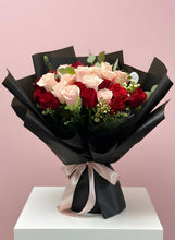 Load image into Gallery viewer, Rosy Scarlet Pink and Red Bouquet (12 &amp; 24 Roses)
