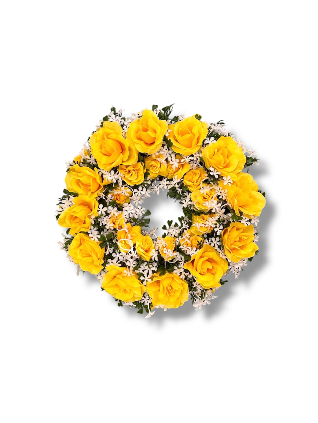 Classic Yellow Memorial Wreath - Artificial Flowers 16”