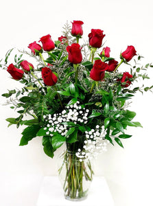 18 Premium Long Stem Roses Vased