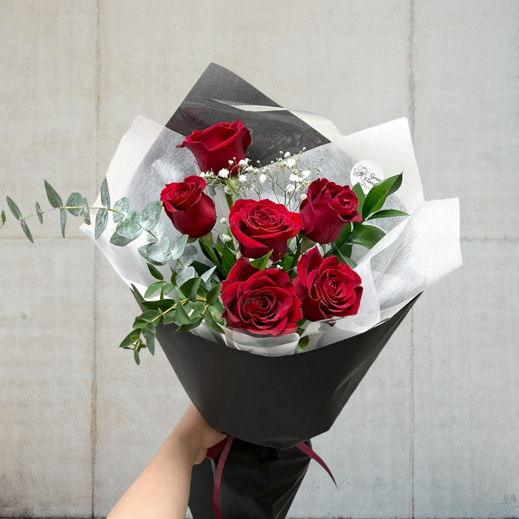 Half Dozen Roses Bouquet - Pick your colour!