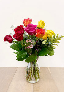 One Dozen Roses Vased
