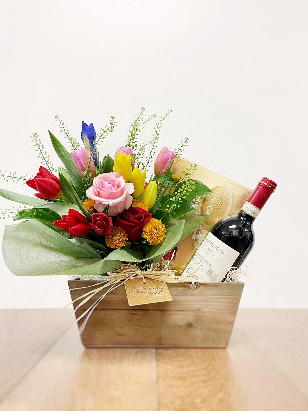 Wine, Flower and Chocolate Gift Set